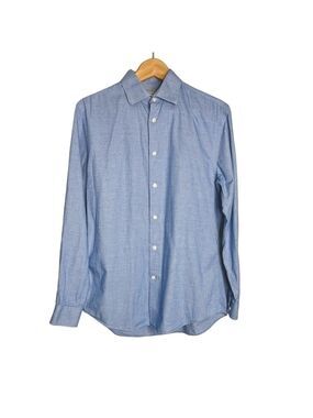 Michael Kors Slim Fit Blue Striped Long Sleeve Button Up Dress Shirt-size M/15.5